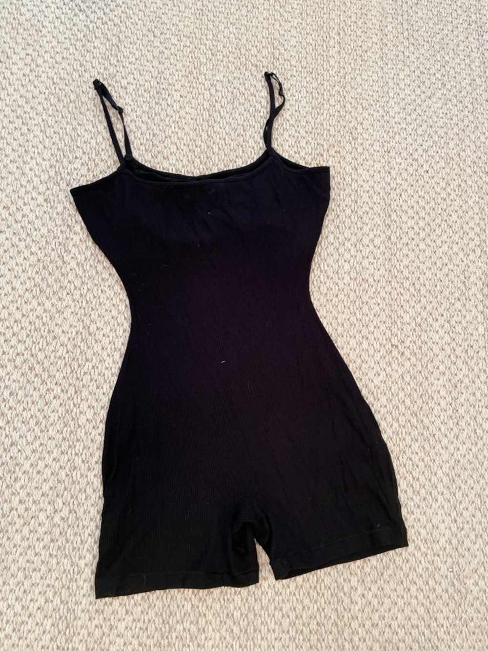 Skims Women's Black Ribbed Playsuit-romper - EUC SMALL Spaghetti strap onesie